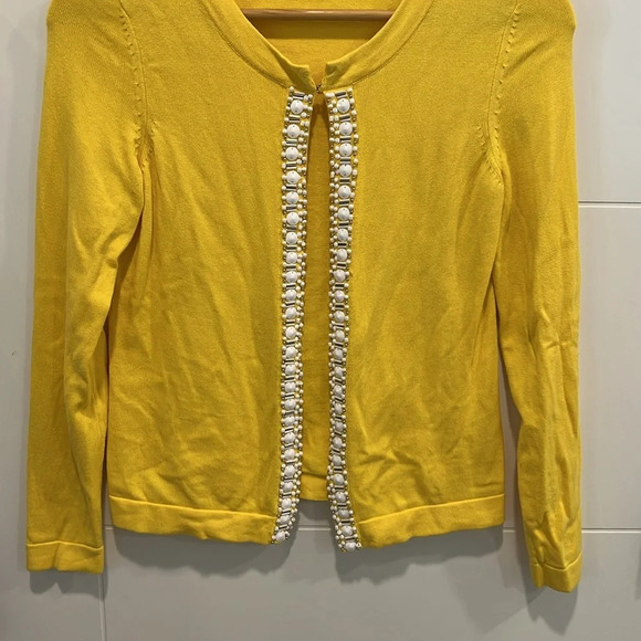 🇺🇸 Banana republic yellow beaded cardigan size small - Picture 3 of 8